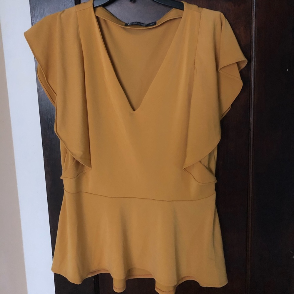 Mustard peplum top from NY&Co